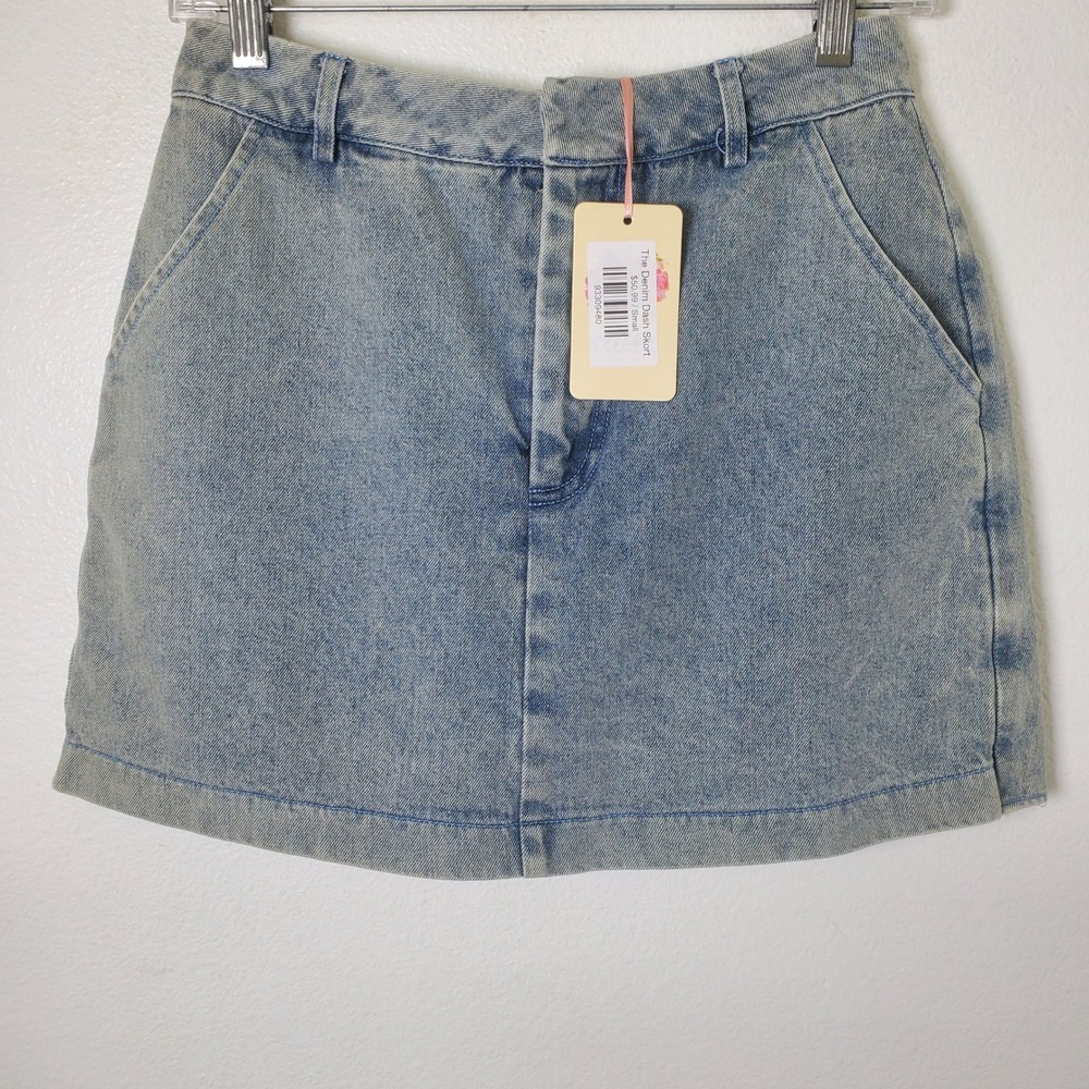 Entro NWT Denim Dash Skort Light Wash Blue‎ Mini Skirt Jean Shorts Women's Small - Picture 12 of 14
